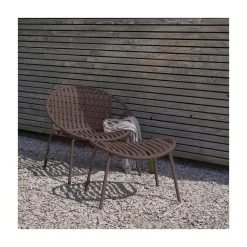 Bruce Tuin loungestoel met hocker paars/bruin