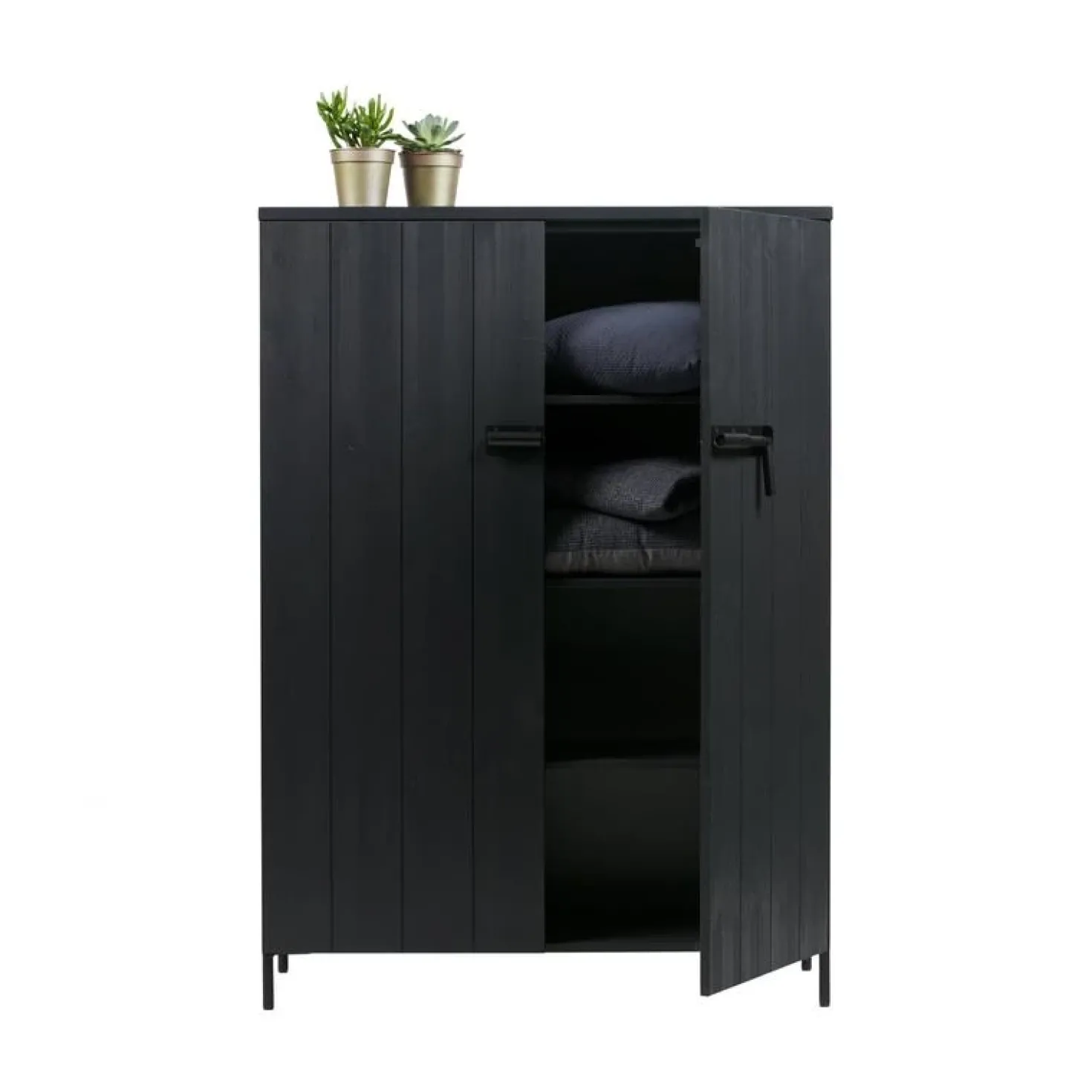 Bruut 2-deurs Wandkast grenen zwart 100cm