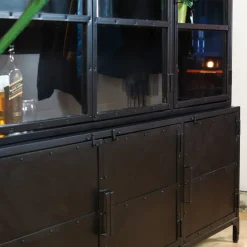 Buffetkast industrieel Trevor zwart 180cm
