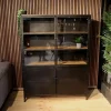 Buffetkast industrieel Trevor zwart/ houten planken 140cm