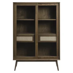 Burcei vitrinekast donkerbruin eikenhoutfineer 160cm