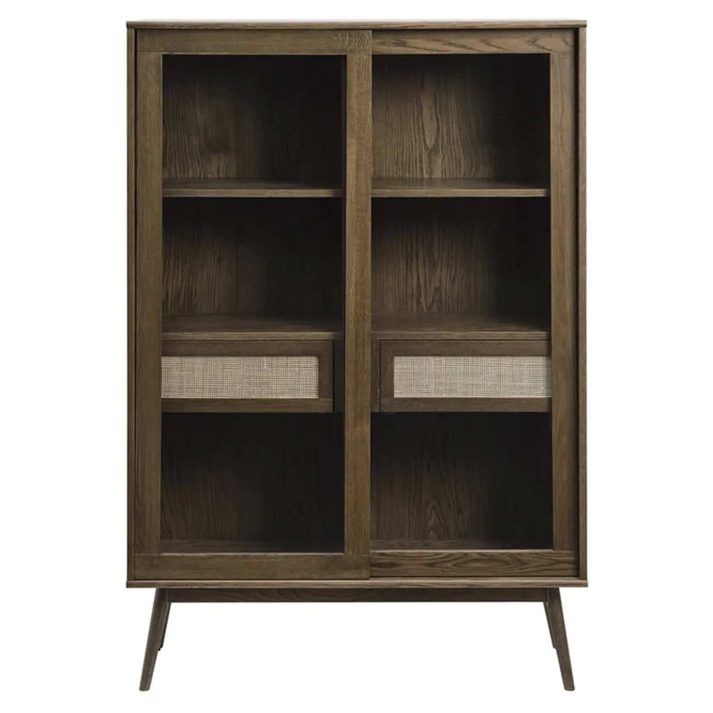 Burcei vitrinekast donkerbruin eikenhoutfineer 160cm