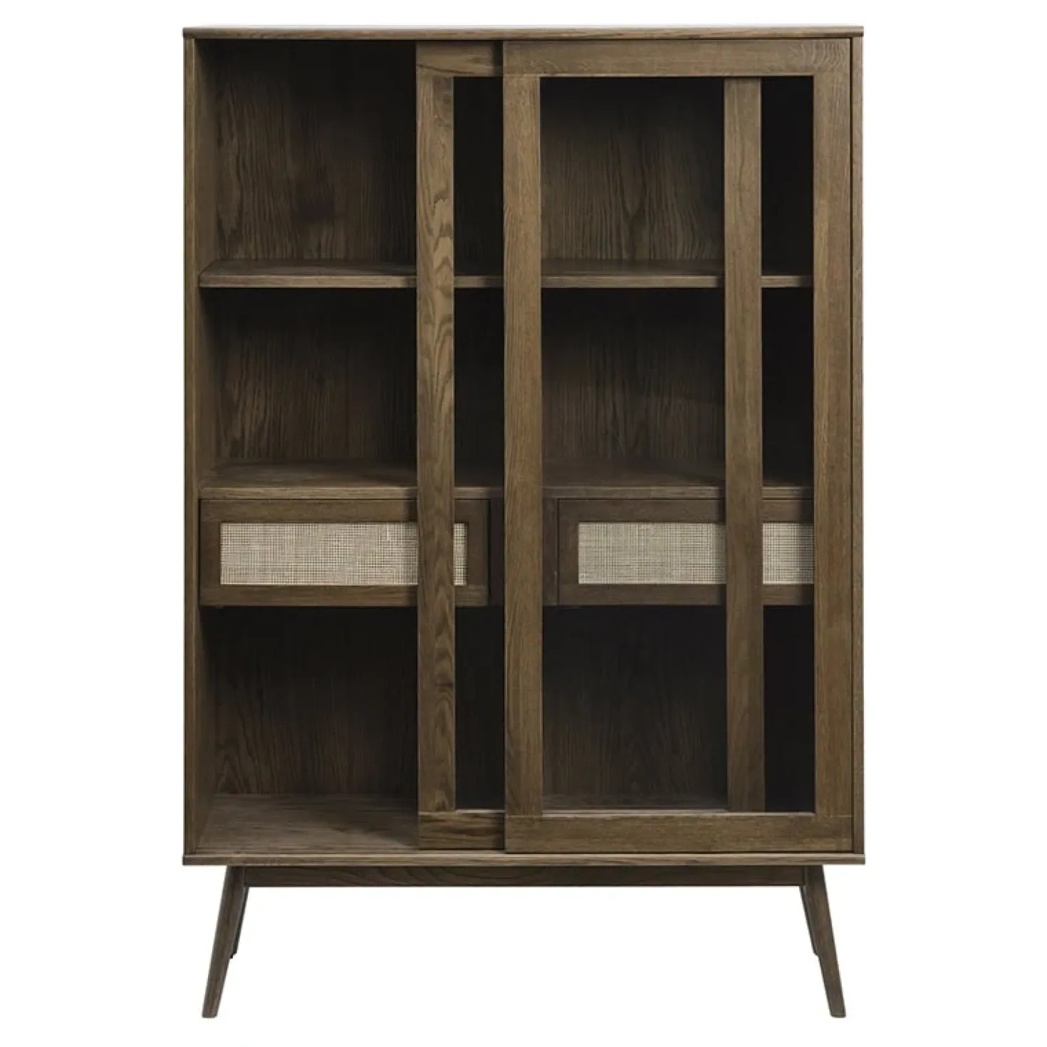 Burcei vitrinekast donkerbruin eikenhoutfineer 160cm