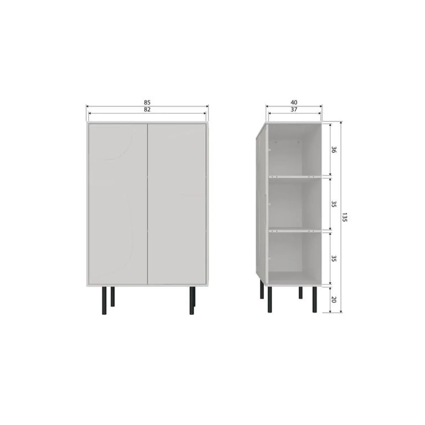 Cadiz Opbergkast grenen grijs 85cm