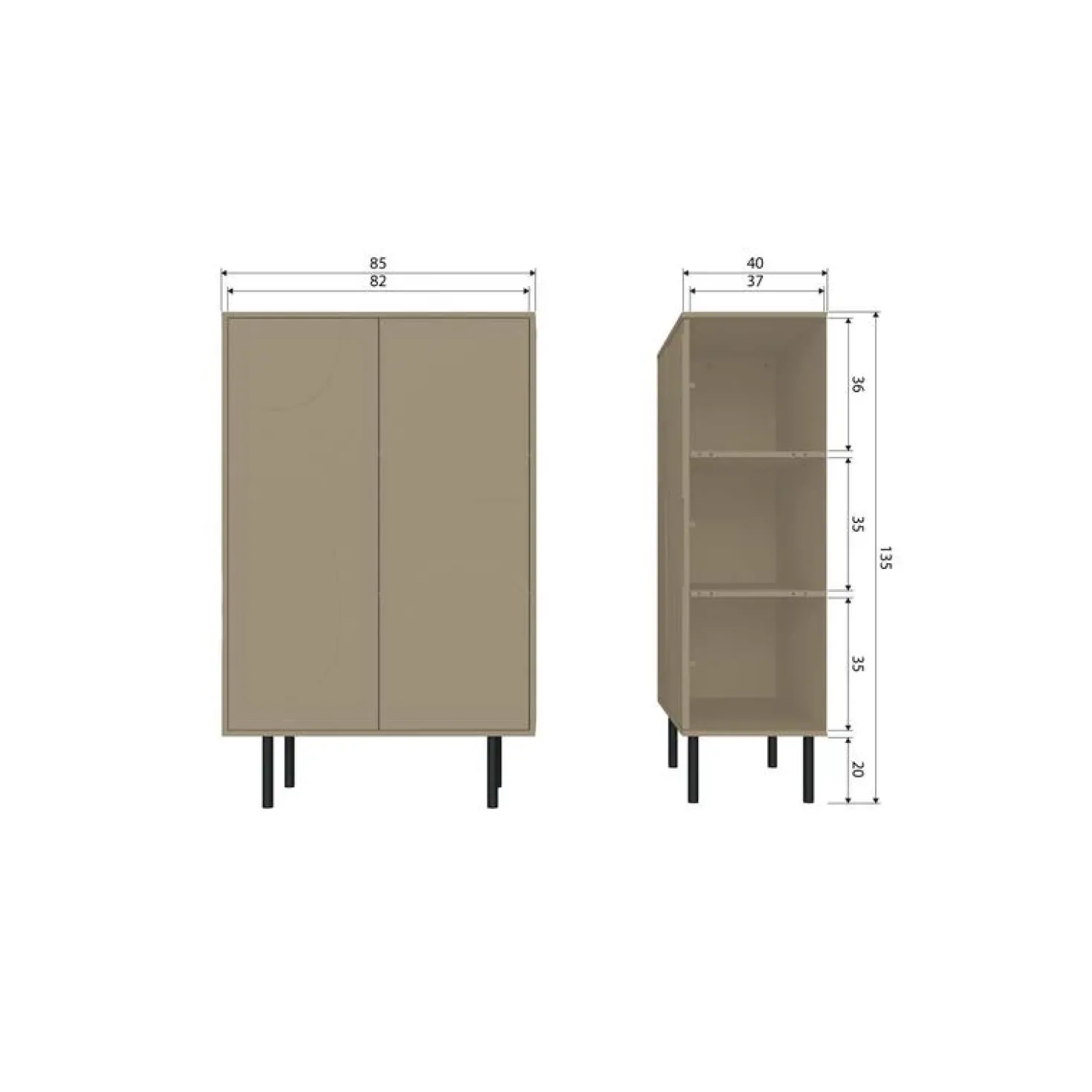 Cadiz Opbergkast grenen taupe 85cm