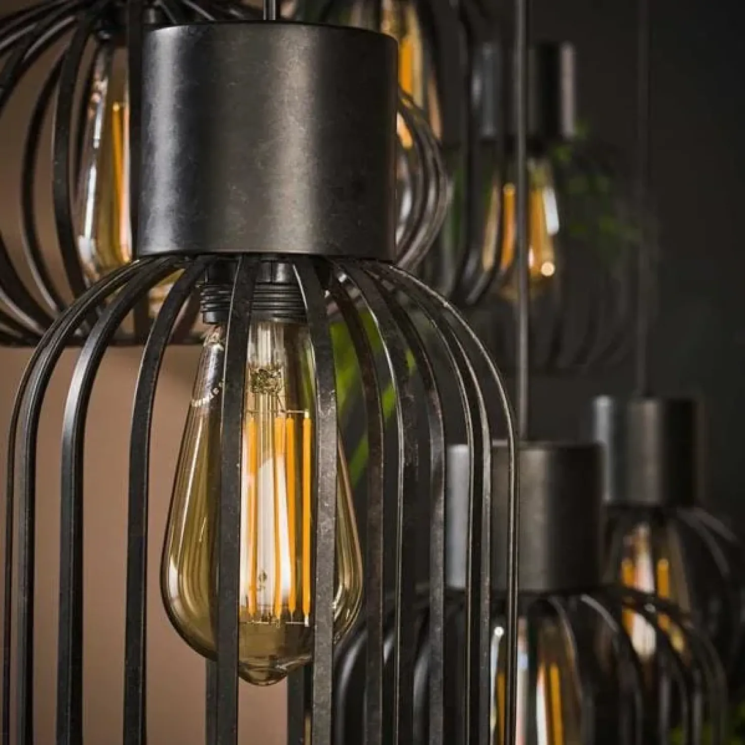 Cage 6-lichts Hanglamp Charcoal zwart