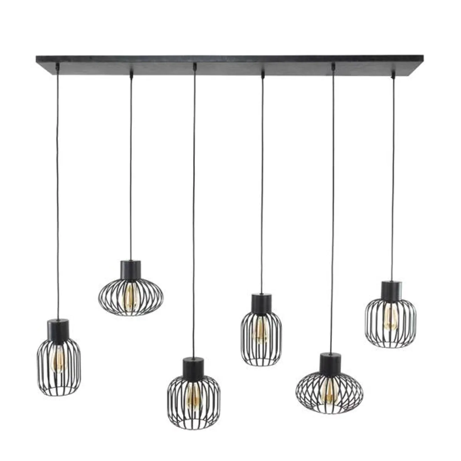 Cage 6-lichts Hanglamp Charcoal zwart