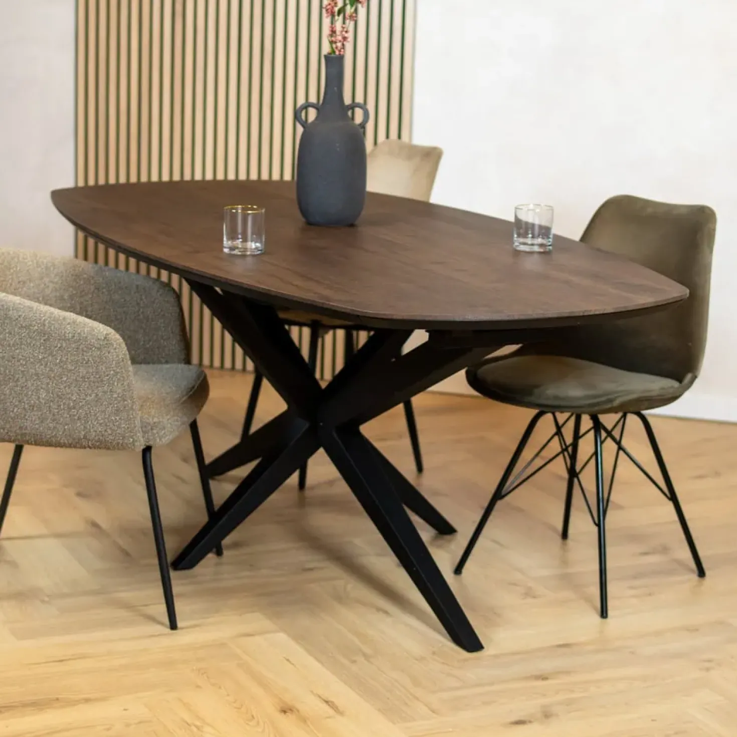 Calvenza uitschuifbare Eettafel Deens ovaal 160/217cm - Zelf samenstellen
