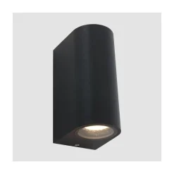 Carcer 2-lichts Buitenlamp rond Zwart inclusief lichtbron