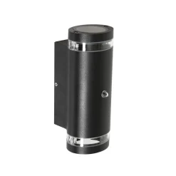 Carcer 2-lichts Buitenlamp rond Zwart Schemer sensor