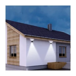 Carcer 2-lichts Buitenlamp vierkant XL Zwart Schemer sensor