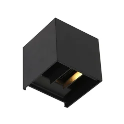 Carcer 2-lichts Buitenlamp vierkant XL Zwart Schemer sensor