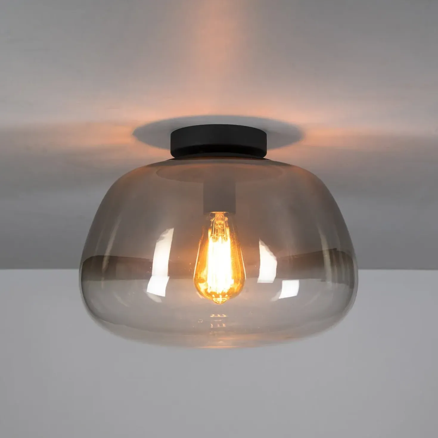 Carlos 1-lichts Plafondlamp Smoke glas