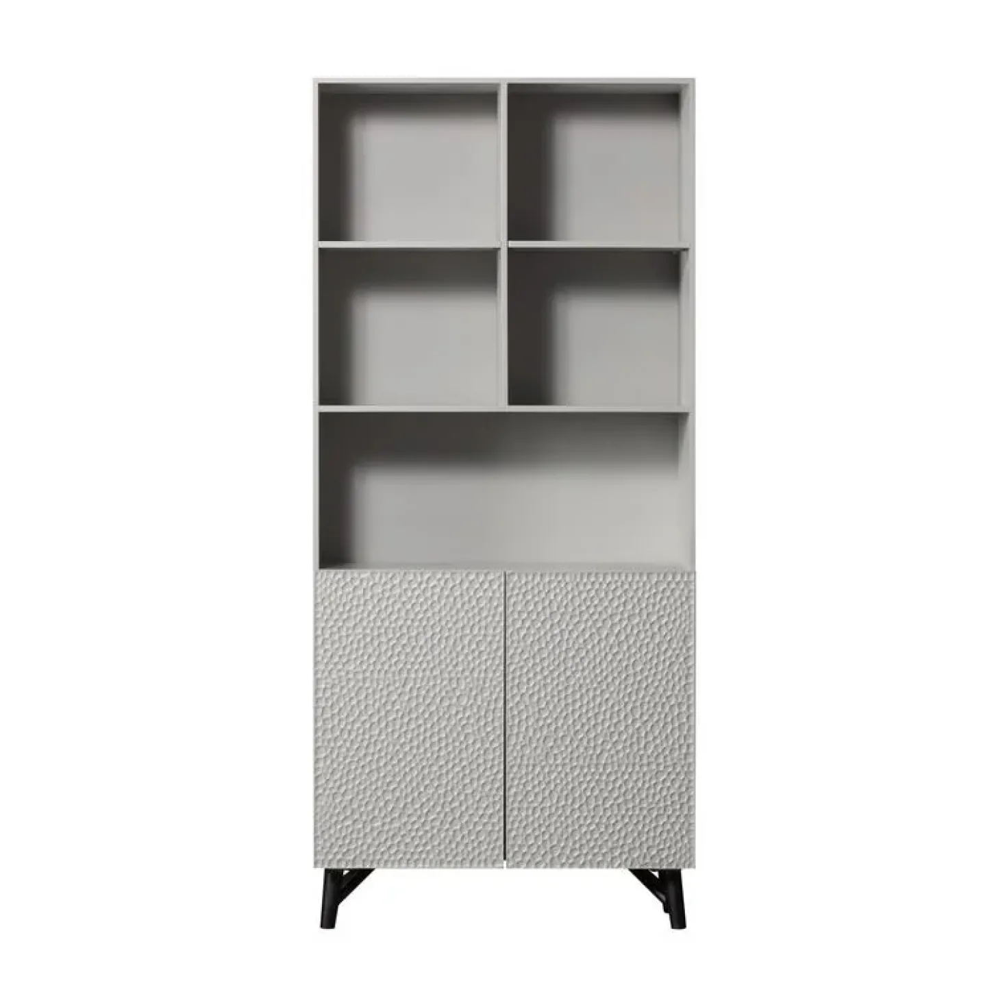 Carved Organic 2-deurs opbergkast mangohout grijs 90cm
