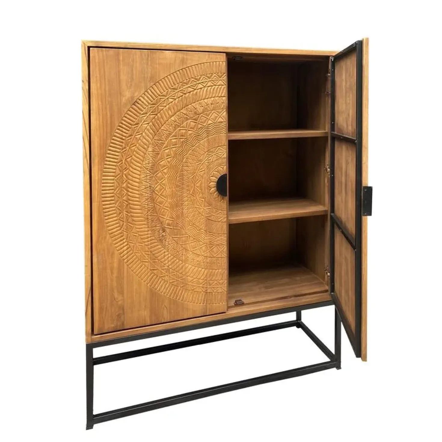 Carved Wandkast Naturel 140cm