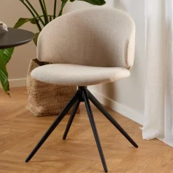 Casaro Eetkamerstoel Lichtbeige met zwarte poot