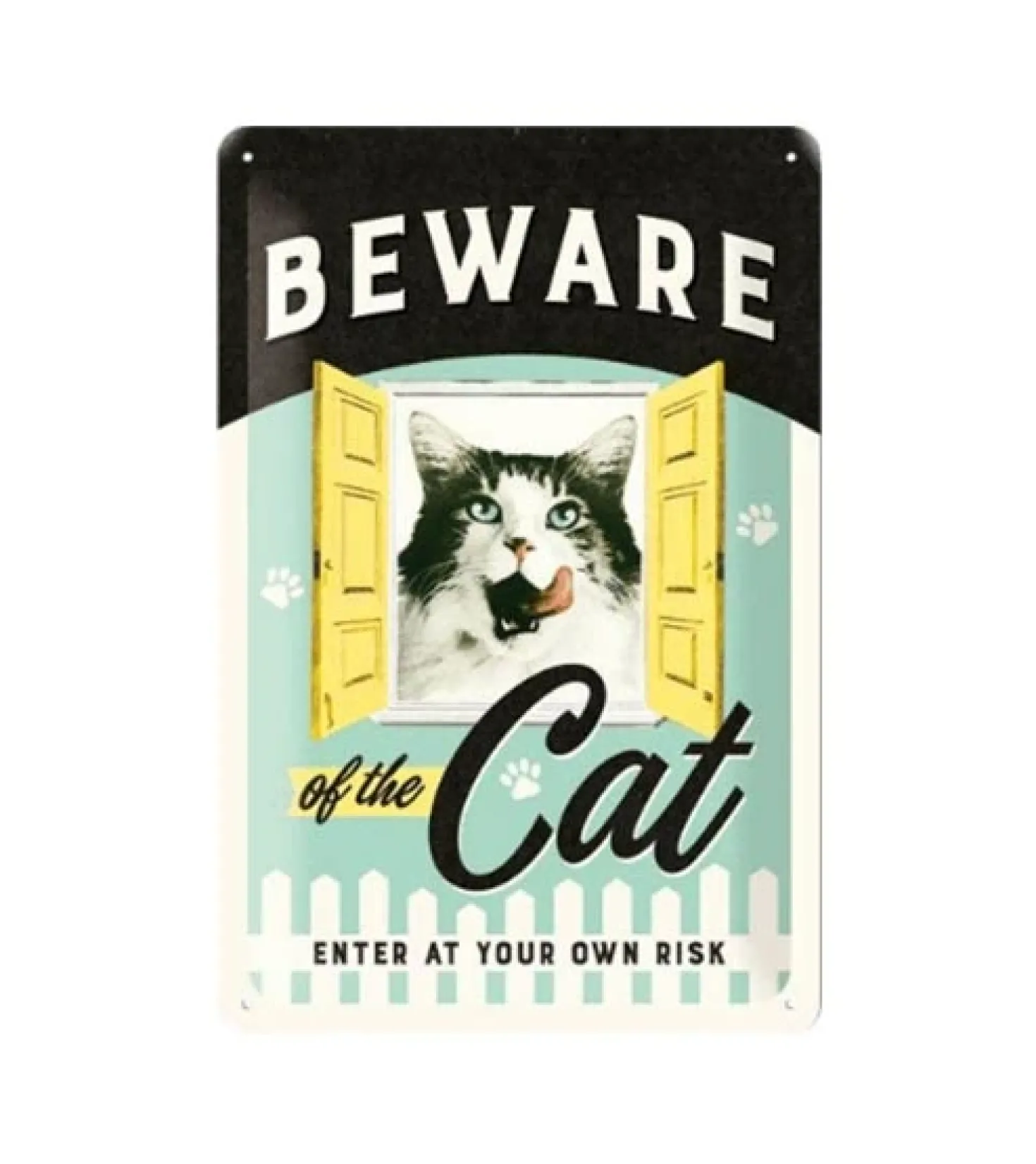 Cat enter at your own risk - metalen bord