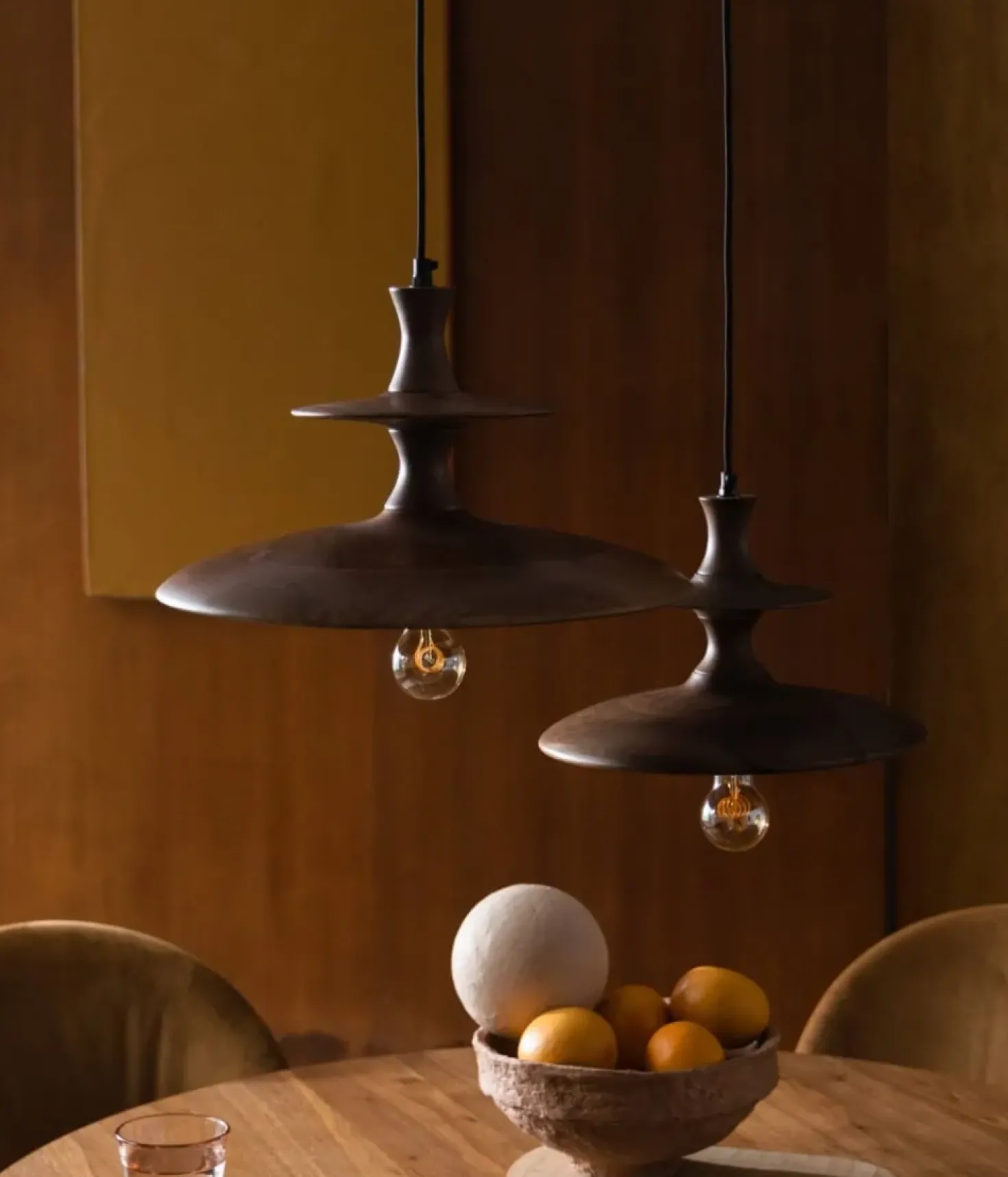 Cath 1-lichts Hanglamp Small Walnoot