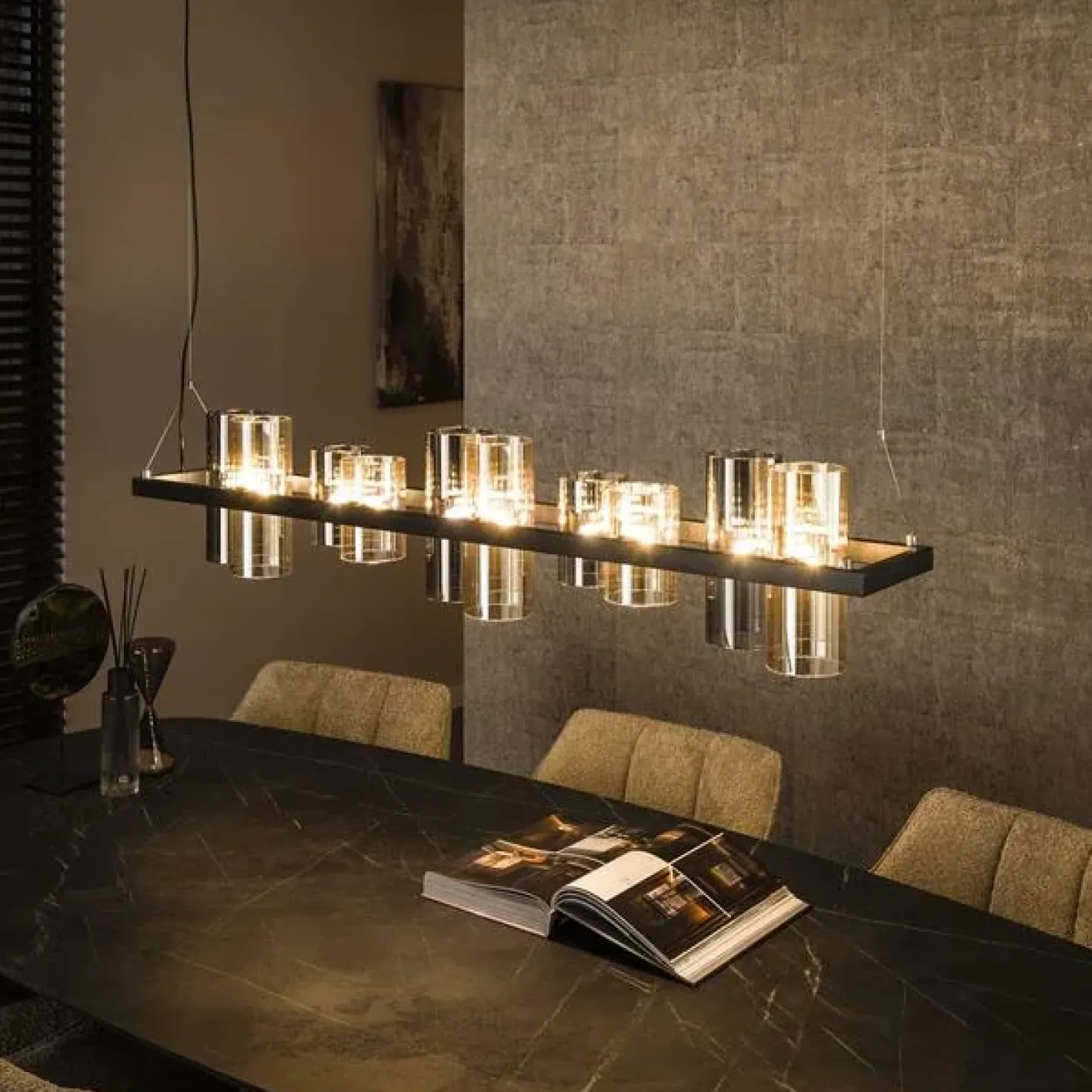 Celia 10-lichts Hanglamp 2-kleurig glas