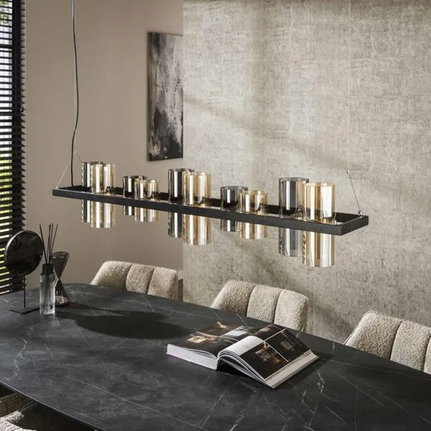 Celia 10-lichts Hanglamp 2-kleurig glas