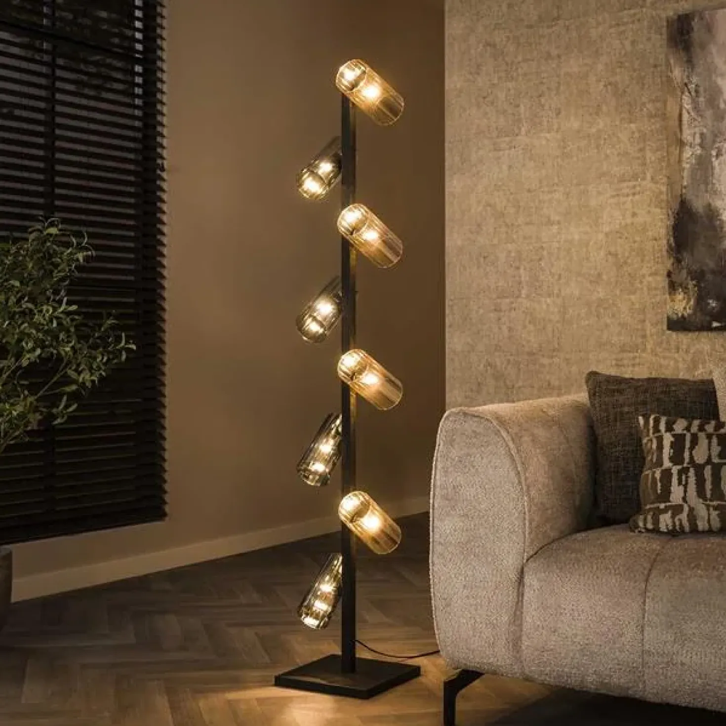 Celia 8-lichts Vloerlamp 2-kleurig glas