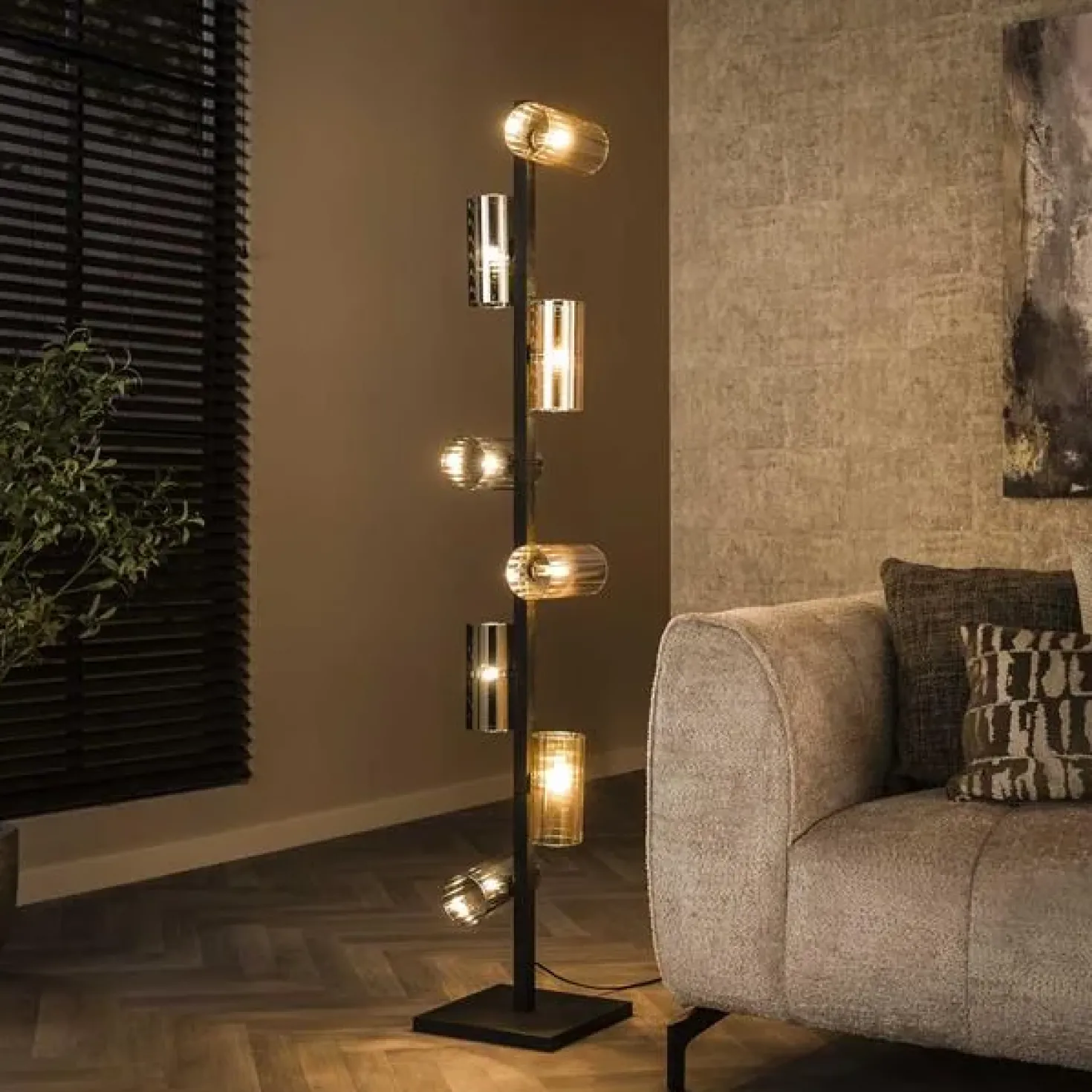 Celia 8-lichts Vloerlamp 2-kleurig glas