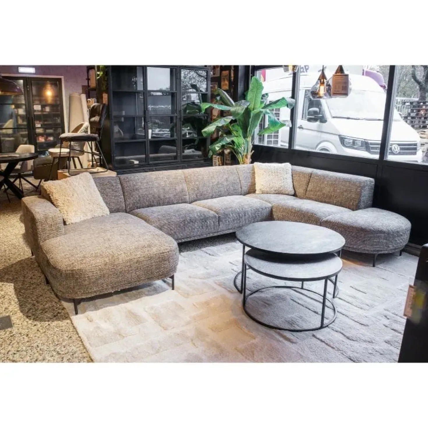 Celine Hoekbank (Divan rond links + 2,5 zits zonder armen + Longchair rond rechts)