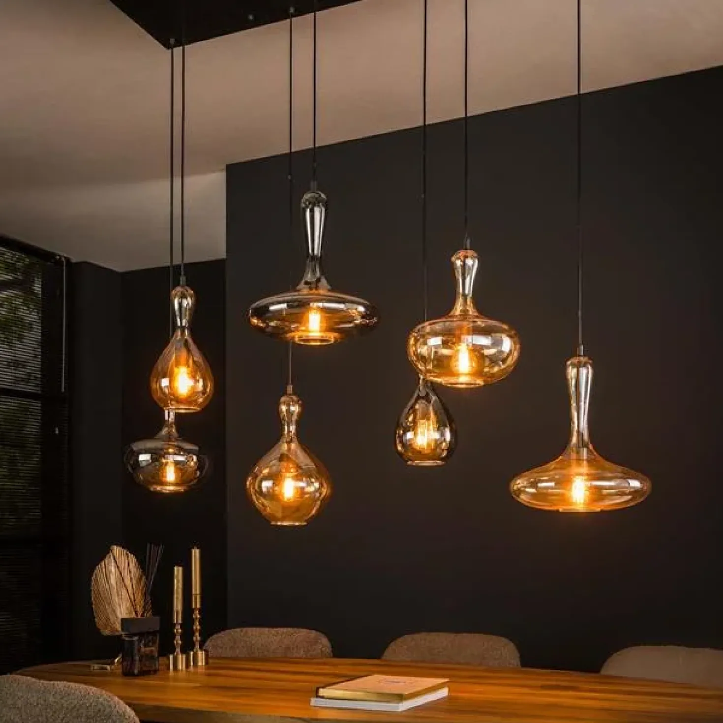 Chloe 7-lichts glazen hanglamp