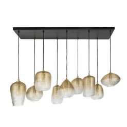 Claude 9-lichts Hanglamp Amberkleurig glas