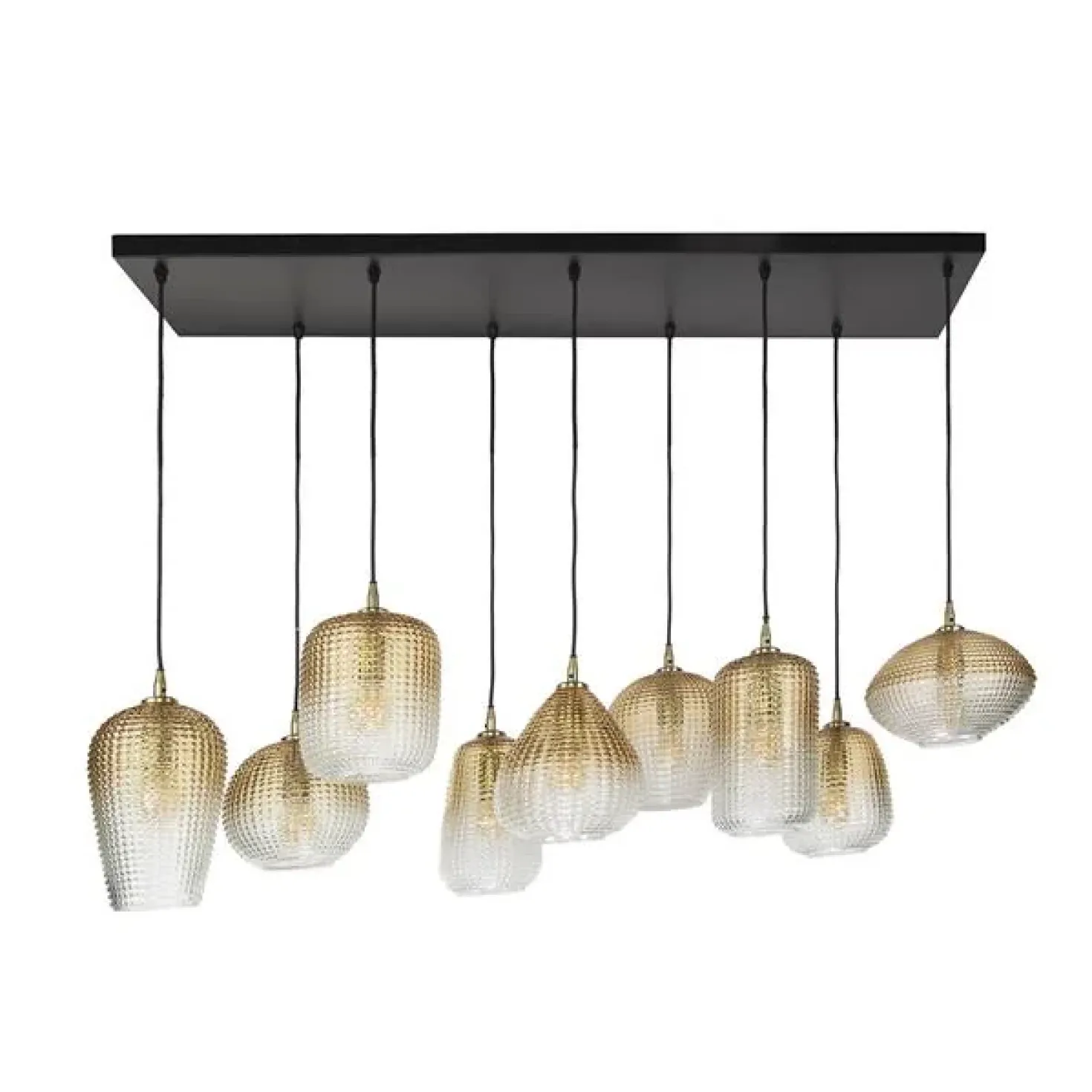 Claude 9-lichts Hanglamp Amberkleurig glas