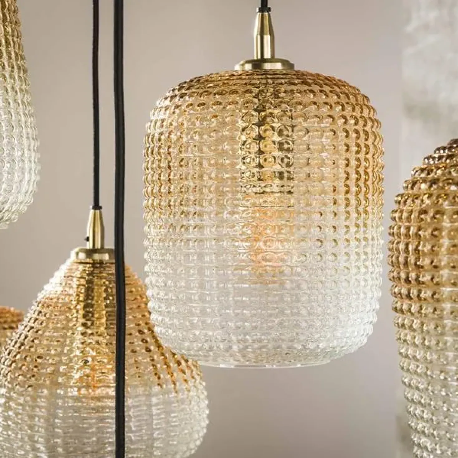 Claude 9-lichts Hanglamp Amberkleurig glas