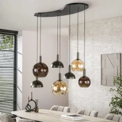 Clemenza 7-lichts Hanglamp Bruin/Amber