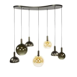 Clemenza 7-lichts Hanglamp Bruin/Amber