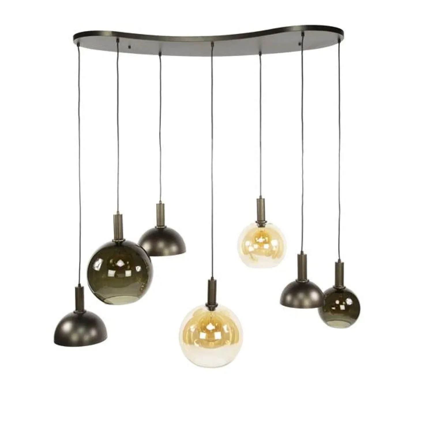 Clemenza 7-lichts Hanglamp Bruin/Amber