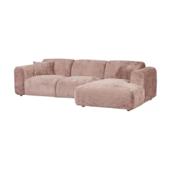 Cloud Chaise longue bank rechts chenille taupe/roze