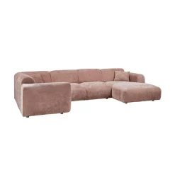Cloud Hoekbank links geweven chenille taupe/roze
