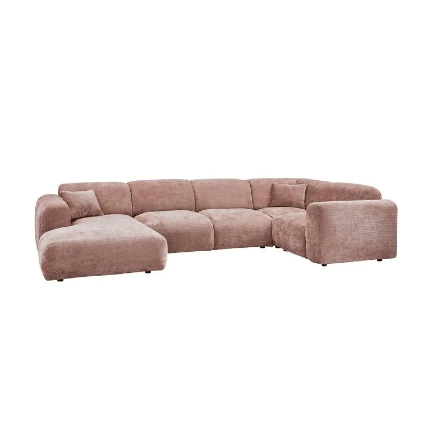 Cloud Hoekbank rechts geweven chenille taupe/roze