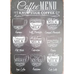 Coffee Menu - metalen bord