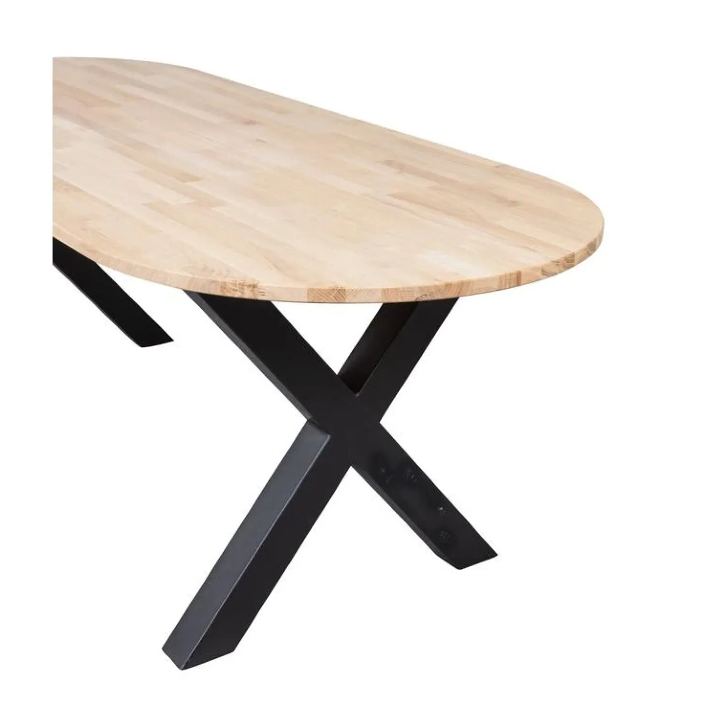 Combi-tablo Eettafel ovaal eiken X-poot 220 cm