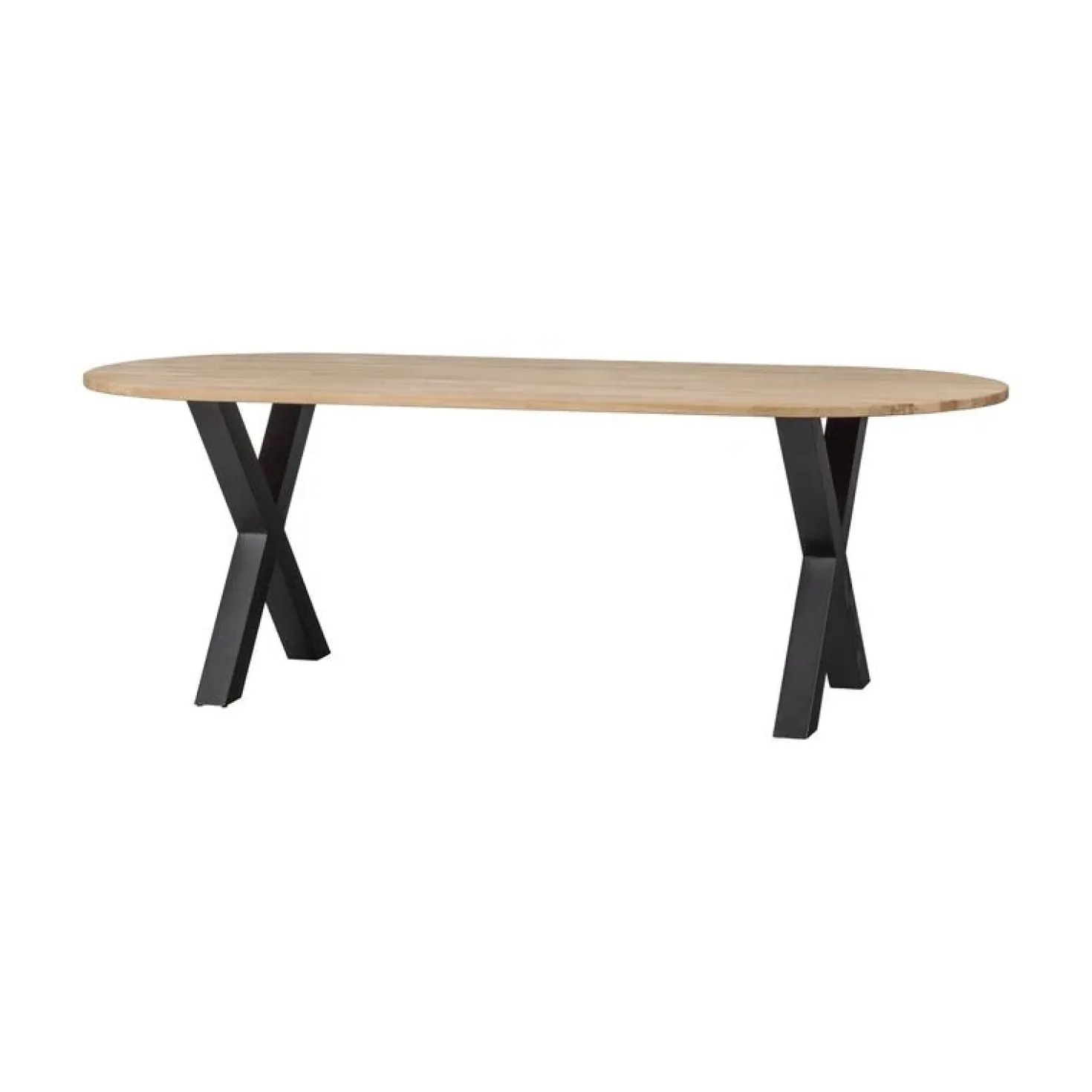 Combi-tablo Eettafel ovaal eiken X-poot 220 cm