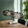 Conli 2-lichts hanglamp zwart nikkel/ koper