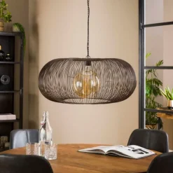Conli 1-lichts hanglamp zwart nikkel/ koper