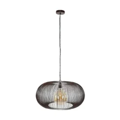 Conli 1-lichts hanglamp zwart nikkel/ koper