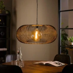 Conli 1-lichts hanglamp zwart nikkel/ koper