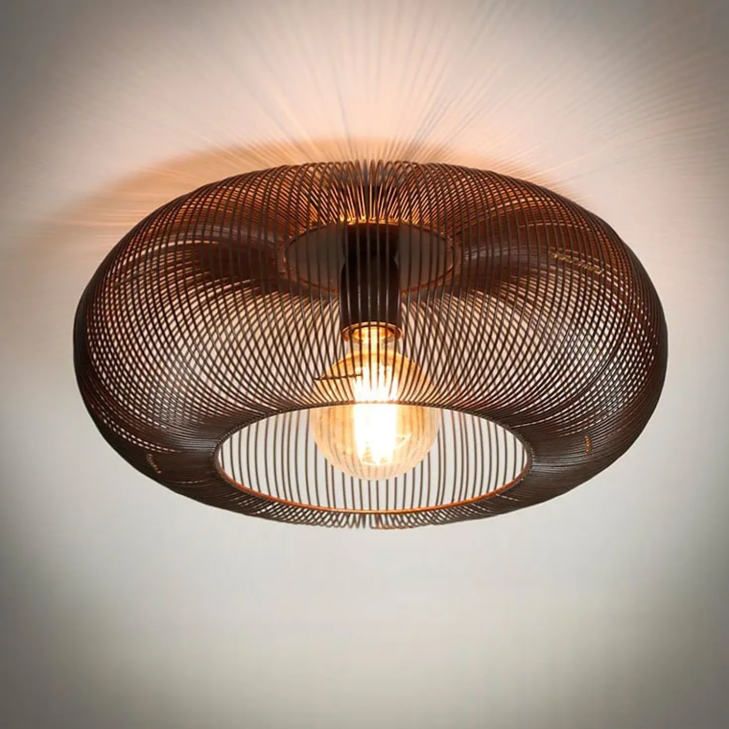 Conli 1-lichts plafondlamp zwart nikkel/ koper