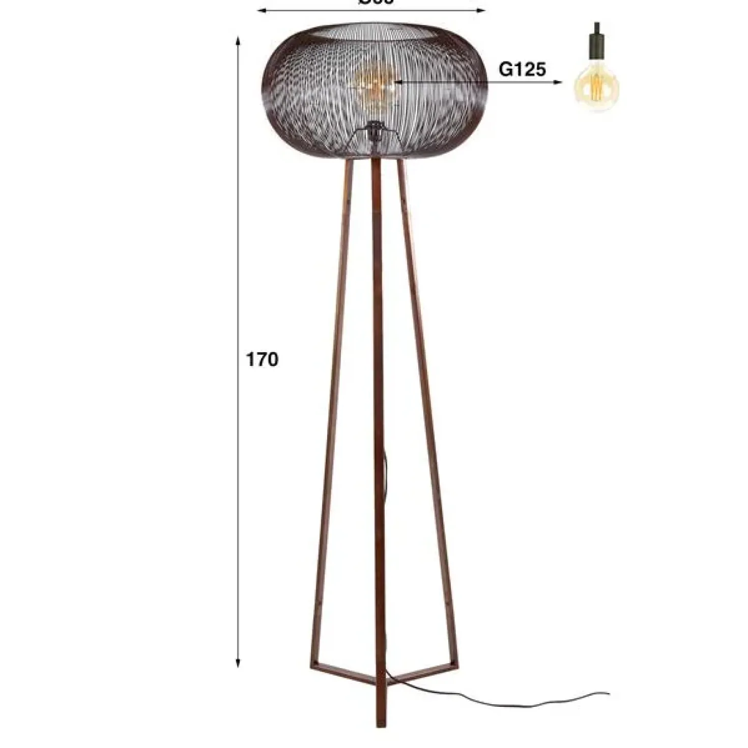 Conli Vloerlamp 3-poots Zwart nikkel