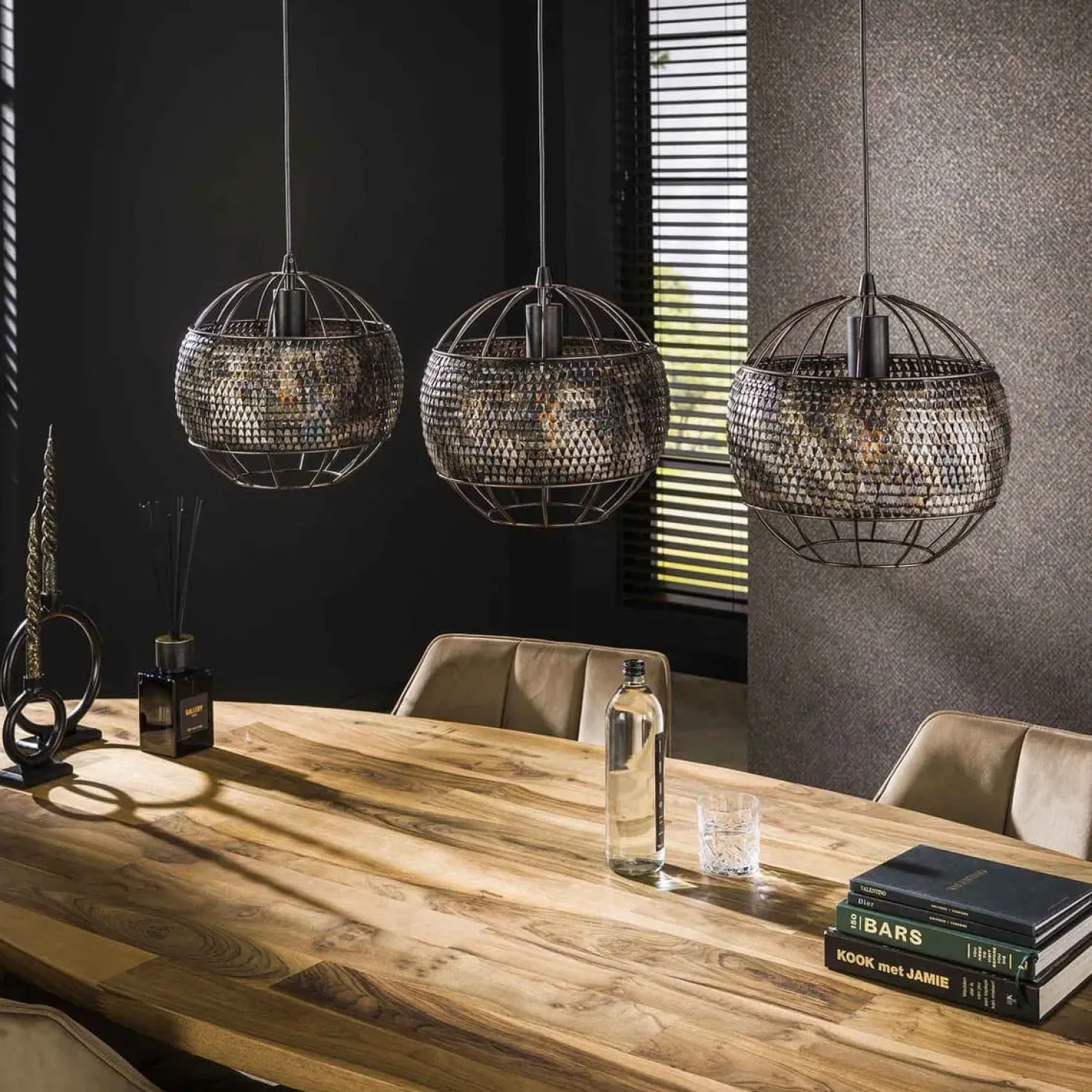 Cooper 3-lichts bol Hanglamp Zwart bruin