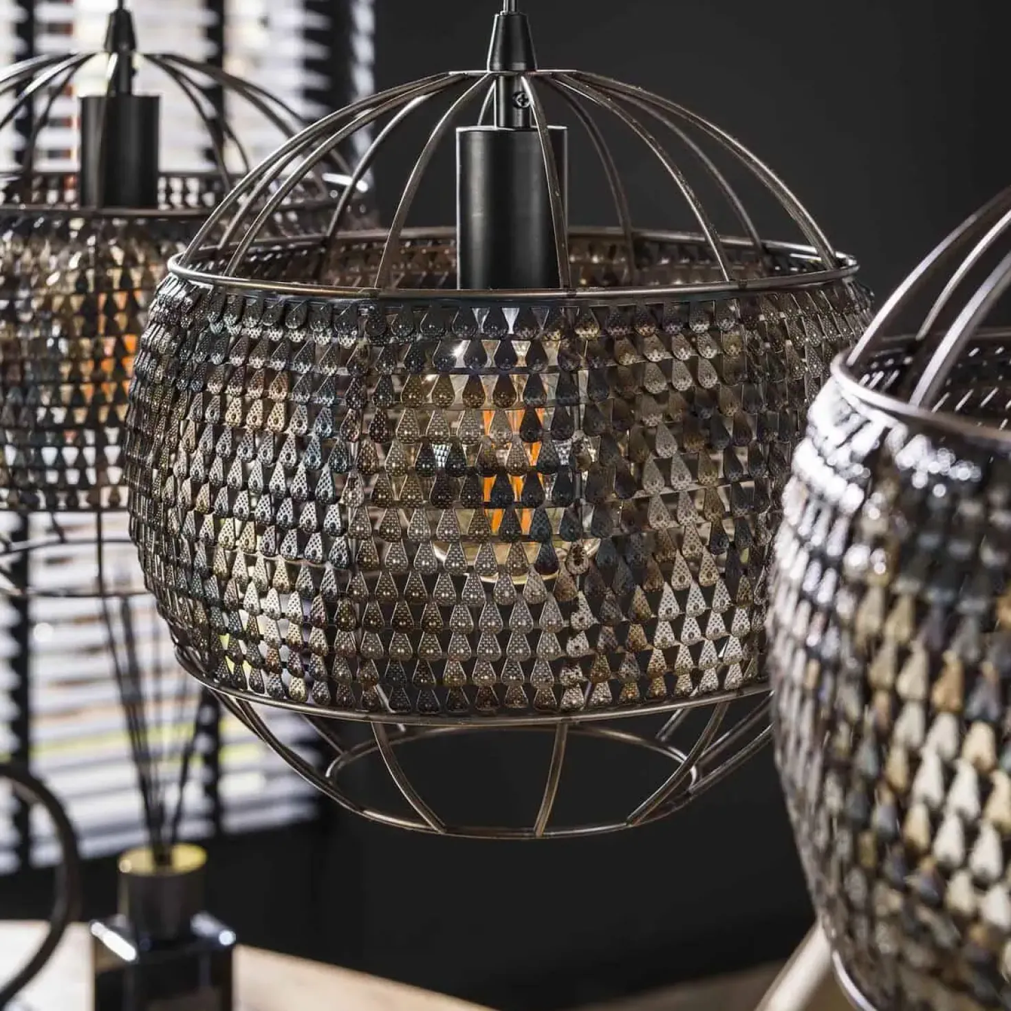 Cooper 3-lichts bol Hanglamp Zwart bruin