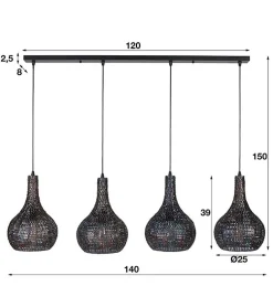 Cooper 4-lichts industriele hanglamp kegel