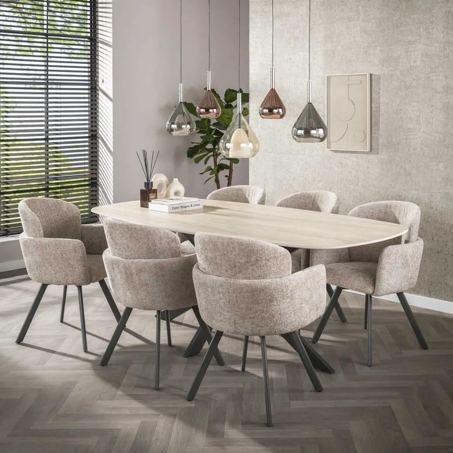 Corrado 5-lichts Hanglamp Meerkleurig